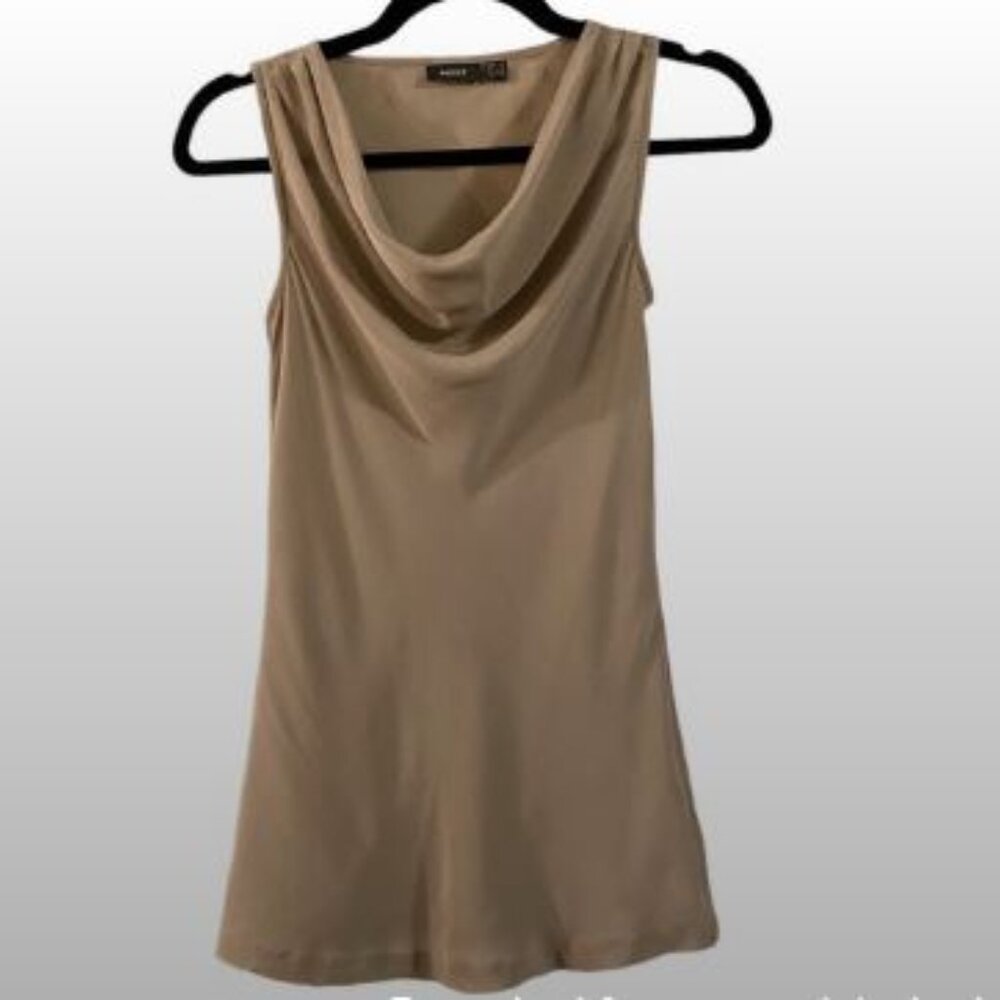 MEXX Sleeveless Cowl Neck Silk Blouse, Taupe